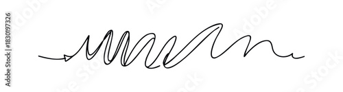 Scribbled abstract wavy line with an arrow end suggesting movement or a path forward, perfect for representing flow, ideas, or direction in a dynamic visual.
