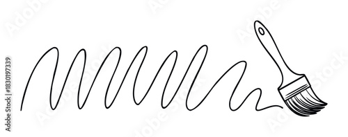 Hand drawn paintbrush creates a wavy line of paint, perfect for home improvement, craft projects, or DIY inspiration visuals.