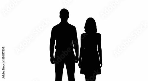 Silhouette of a man and woman standing together.