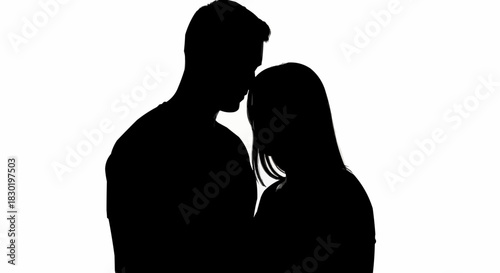 Silhouette of a Couple Embracing in Intimacy and Love.