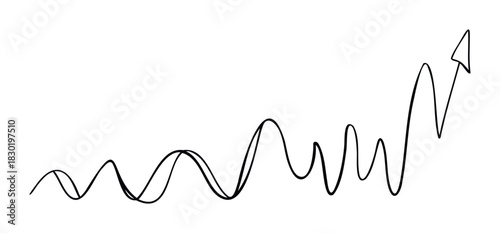 Abstract black line graph with upward trend and oscillations, representing growth, progress, or positive financial movement in business and finance contexts.