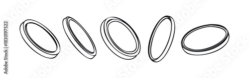 Set of five elastic rubber bands shown from different angles and perspectives for diverse application needs in visual projects and presentations