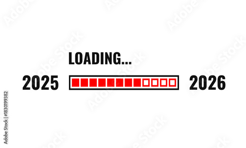 2025 to 2026 loading progress bar, white background vector illustration