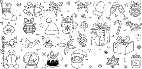Christmas and New Year holiday vector elements for festive design and decoration