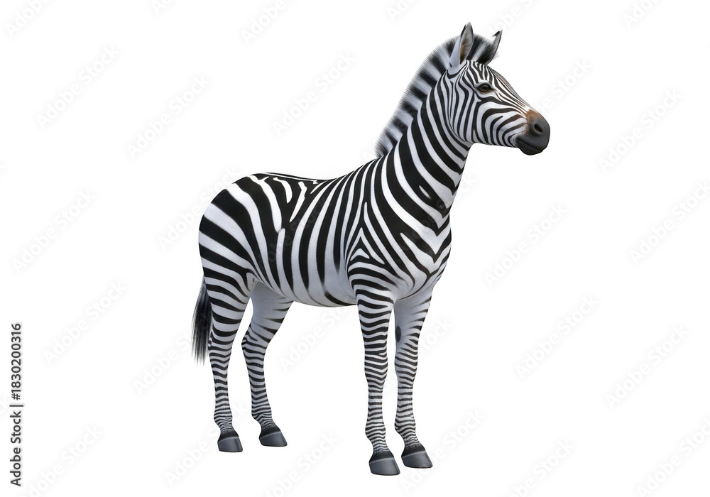 Fototapeta premium Realistic zebra isolated on transparent background for wildlife and nature design