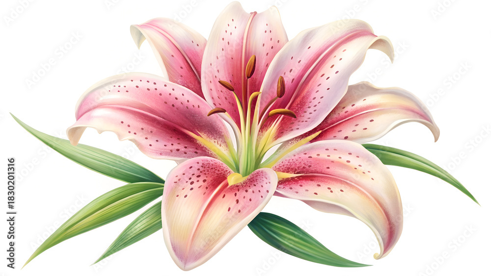 Fototapeta premium pink lily flower pink lily nature plant flowers beauty flora blossom bloom garden white isolated spring design icon 