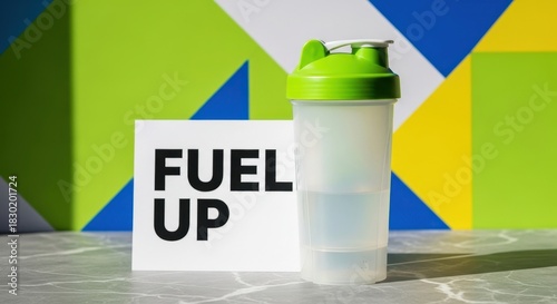 Wallpaper Mural Protein Shake Bottle and Fuel Up Sign for Workout Fitness Nutrition Torontodigital.ca