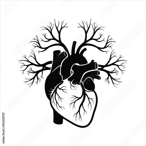 Conceptual illustration depicting the intricate connection between a human heart and the vital essence of nature's growth