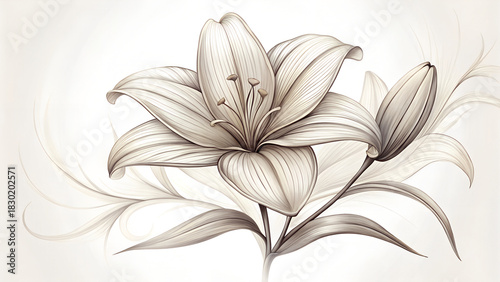 white lily flower floral vector nature pattern illustration design leaf art lily flowers decoration summer design icon