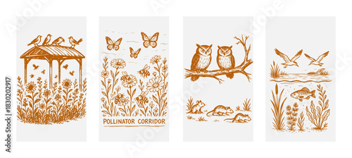 Farming Story Hand Drawn Illustration by AZ for Social Media Asset, Postcard, Greeting Cards, Prints and Design