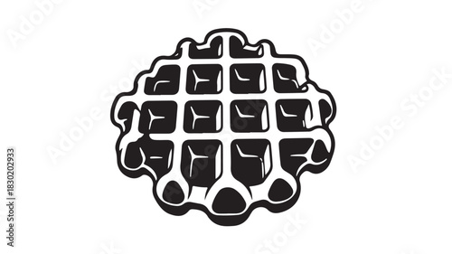 Waffle icon simple black and white vector illustration for food apps and menus isolated on white