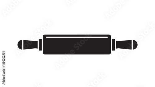 Black rolling pin icon simple vector illustration for baking and cooking concepts isolated on white