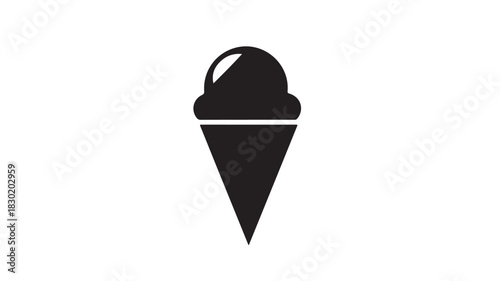 Black ice cream cone icon simple vector illustration for food apps and summer themes isolated on whi