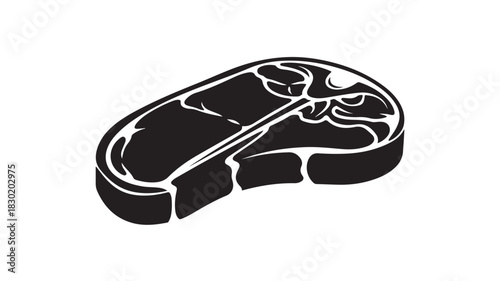 Raw T-bone steak icon simple black and white vector illustration for food and cooking concepts isola
