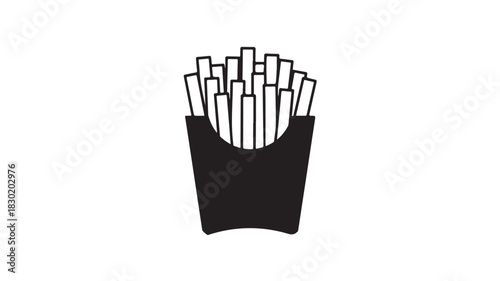 Black and white french fries icon simple vector illustration for fast food branding and menu design 
