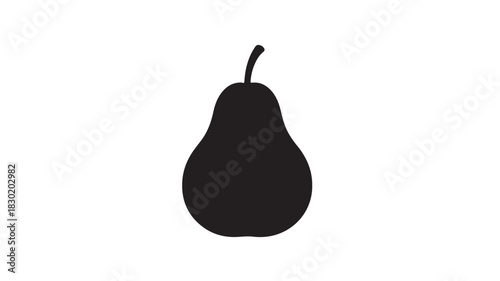 Black pear silhouette simple vector icon for food and health concepts isolated on white background