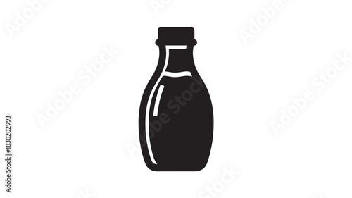 Black silhouette of a bottle simple vector icon for food and beverage design isolated on white