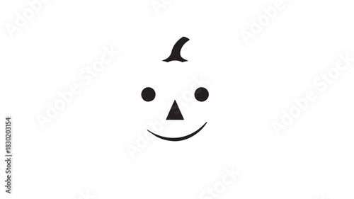 Minimalist pumpkin face icon simple black glyph vector illustration isolated on white background for Halloween design