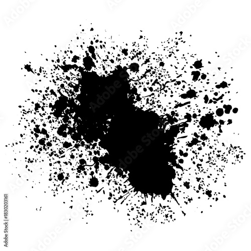 Black Paint Ink Splash, Ink Droplets, Blots Splatter Vector Illustration