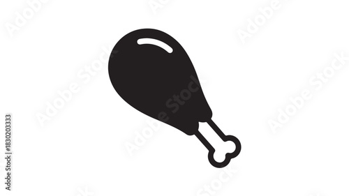 Chicken leg icon simple flat vector glyph isolated on white background for menu design