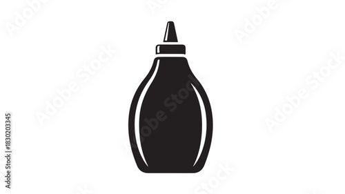 Black sauce bottle vector illustration condiment container for food design isolated on white background