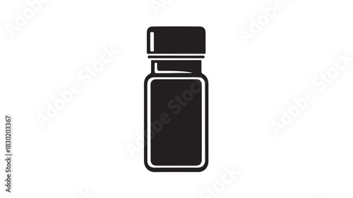 Black and white vial icon simple flat vector illustration isolated on white background for medical or scientific use