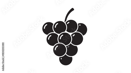 Black grapes vector icon simple flat glyph design isolated on white background for print and web