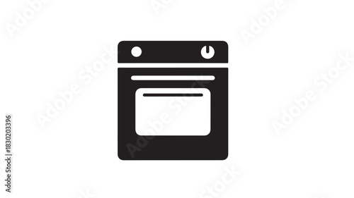 Black oven icon simple flat vector design element isolated on white background for user interface