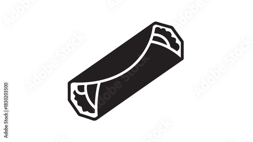 Minimalist burrito icon simple flat vector glyph for food apps and menus isolated on white background