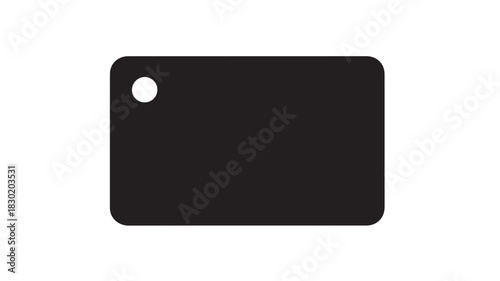 Black rounded rectangle with a hole simple flat vector design element isolated on white background