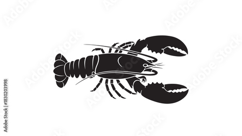 Lobster silhouette vector illustration of a crustacean isolated on white background for seafood restaurant or nautical design