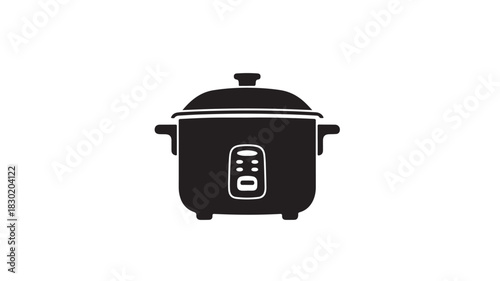 Rice cooker icon simple black and white vector illustration kitchen appliance symbol for cooking and food preparation