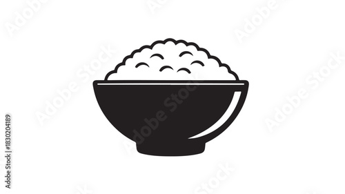 Bowl of rice icon simple flat vector illustration isolated on white background for menu design and food-related projects