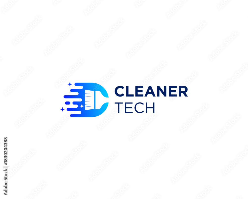 Obraz premium Cleaner tech logo