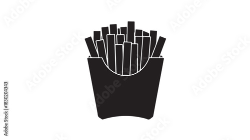 Silhouette of french fries in a paper container simple vector illustration for fast food menus and restaurant designs isolated on white