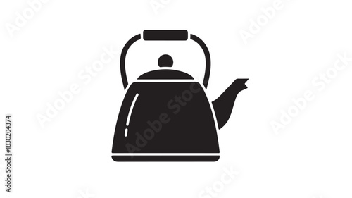 Black kettle vector icon simple flat design element isolated on white background for web and mobile apps