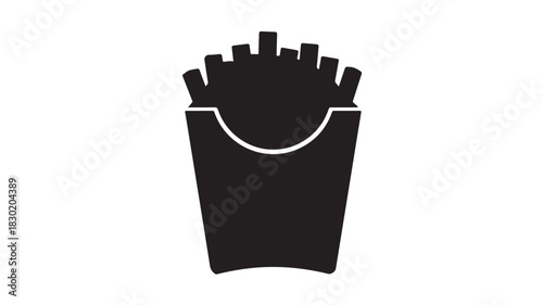 French fries icon simple black glyph illustration of fast food isolated on white background