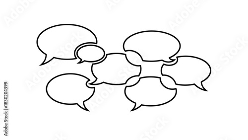 A collection of speech bubbles in a minimalist black and white design for conversations