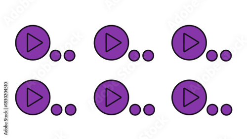 Abstract purple play button and ellipsis pattern for web design and user interface elements usage