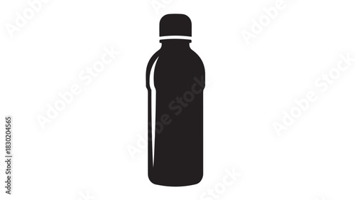 Black water bottle icon simple flat vector illustration isolated on white background