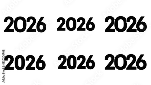 Collection of '2026' Year Representations for Graphic Design and Future Planning Projects