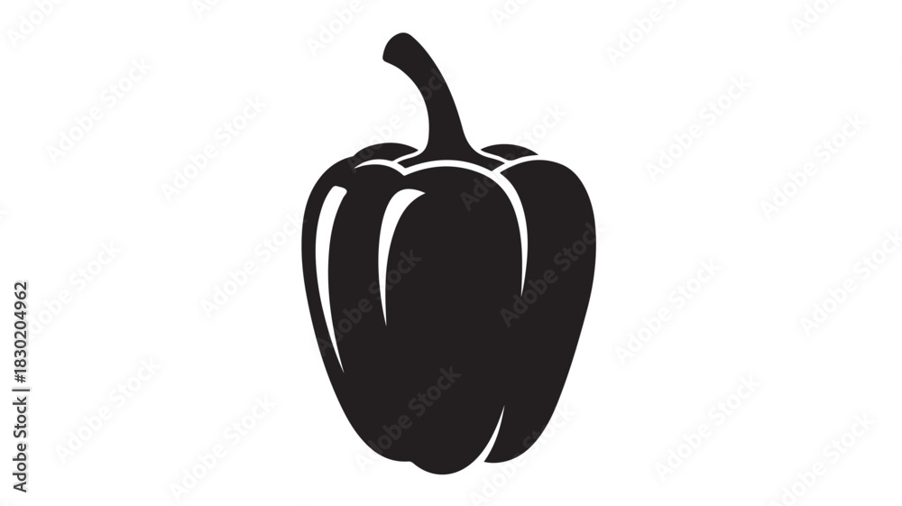 Obraz premium Black pepper silhouette simple vector illustration of a bell pepper isolated on white background