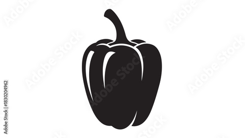 Black pepper silhouette simple vector illustration of a bell pepper isolated on white background