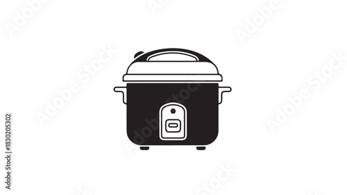Rice cooker vector illustration simple flat design kitchen appliance isolated on white background