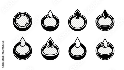 Diverse vector illustration set of essential oil drop concepts and icons with unique designs