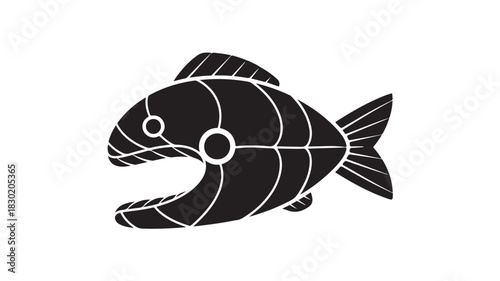 Stylized fish vector illustration simple black and white design great for logo or icon use