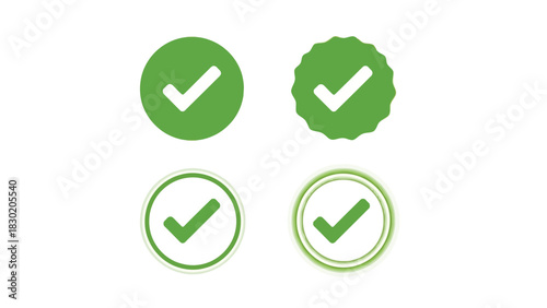 Vector illustration of four green check mark icons for verification badge