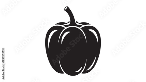 Black bell pepper silhouette simple vector illustration isolated on white background for culinary design