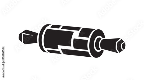 Rolling pin vector icon simple black glyph illustration for cooking and baking concepts isolated on white background