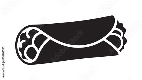 Black and white burrito illustration a simple vector graphic perfect for menu design and food-related projects